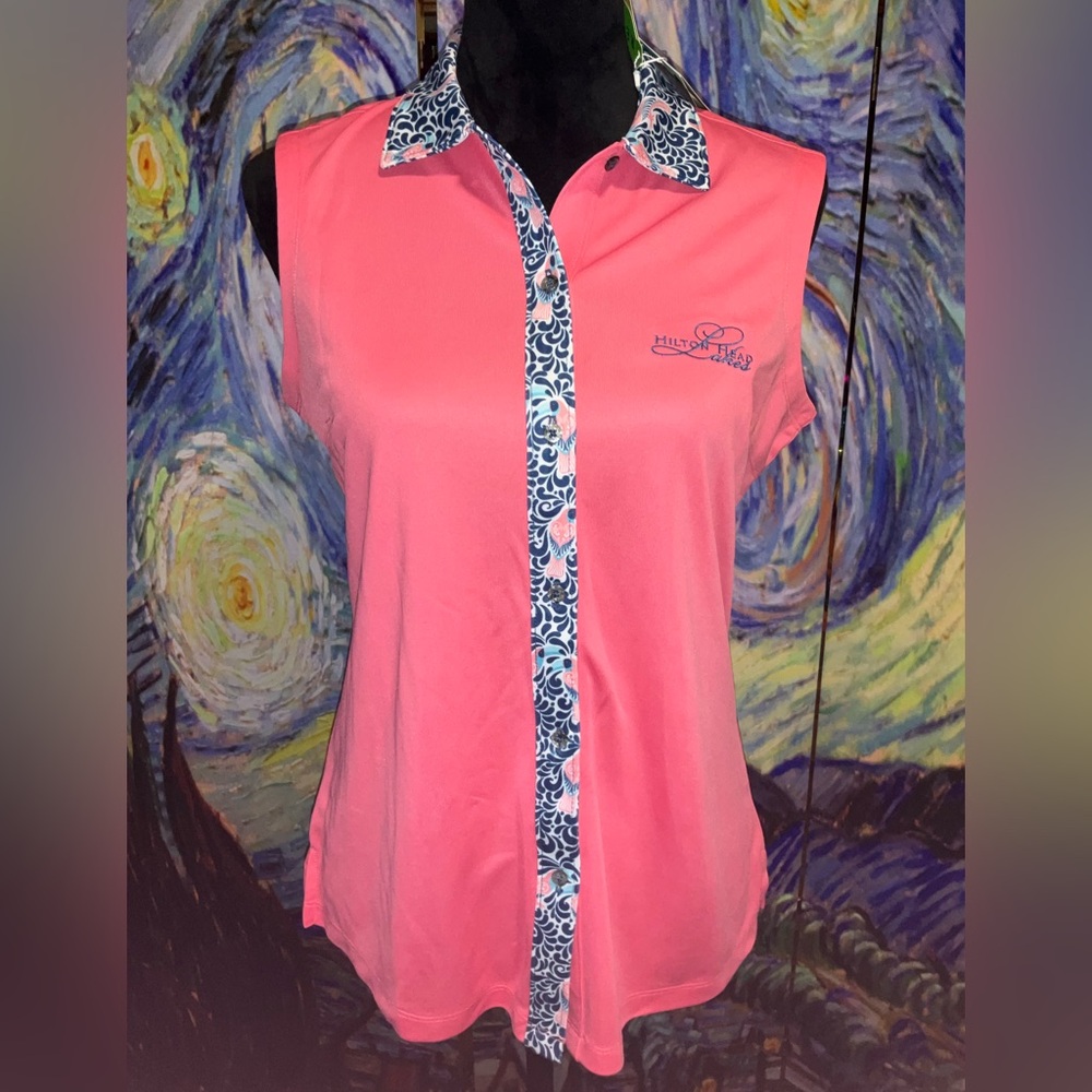 Bermuda Sands medium coral tank with Paisley collar